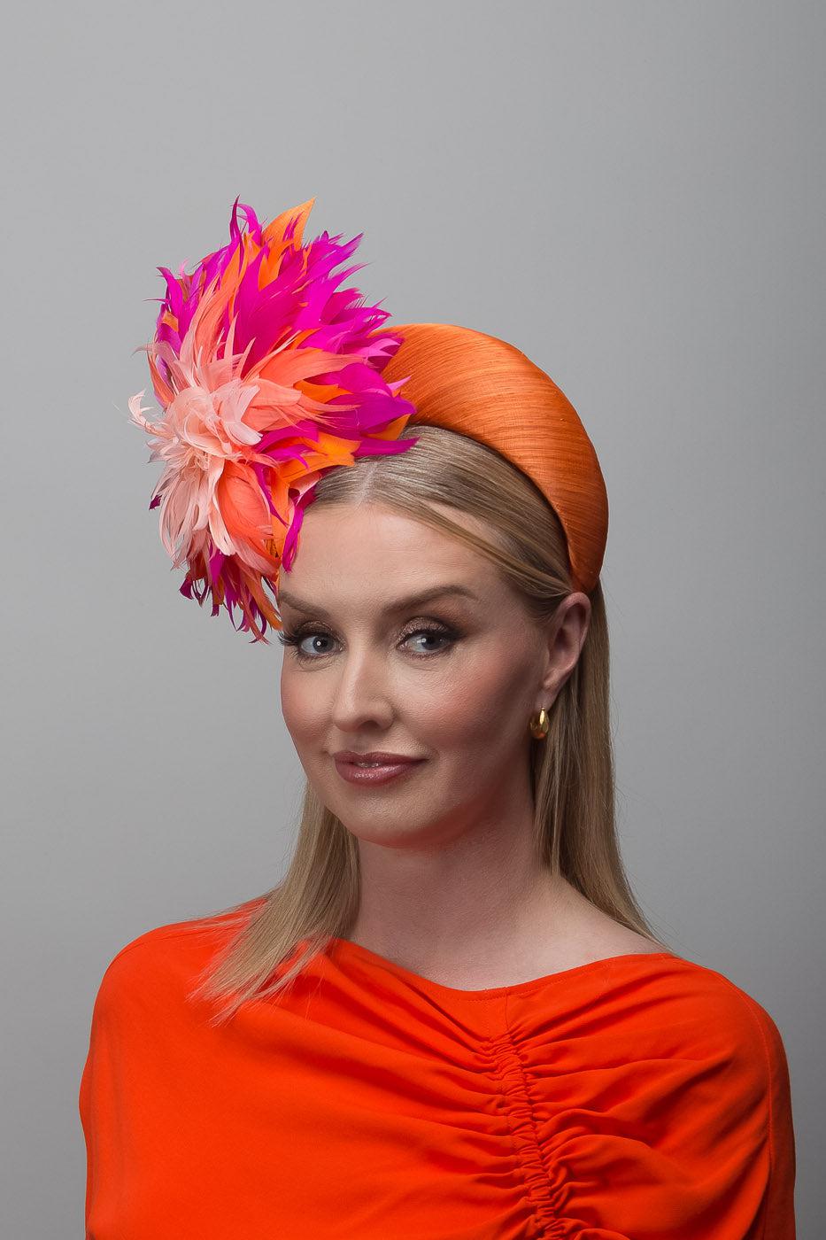 Orange Fuchsia Feather Crown