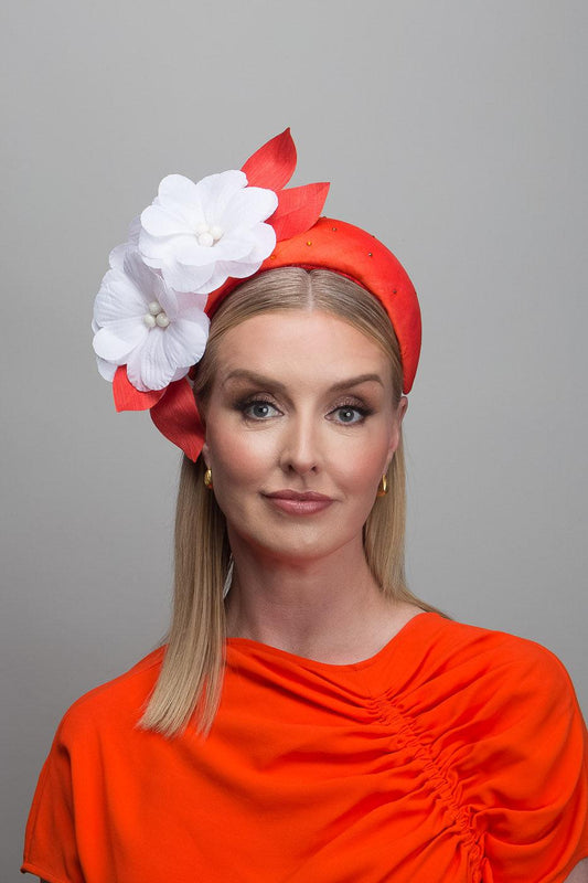 Orange White Wide Headband