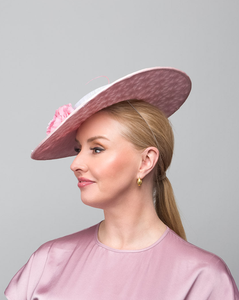 Pink Lace Boater Hat