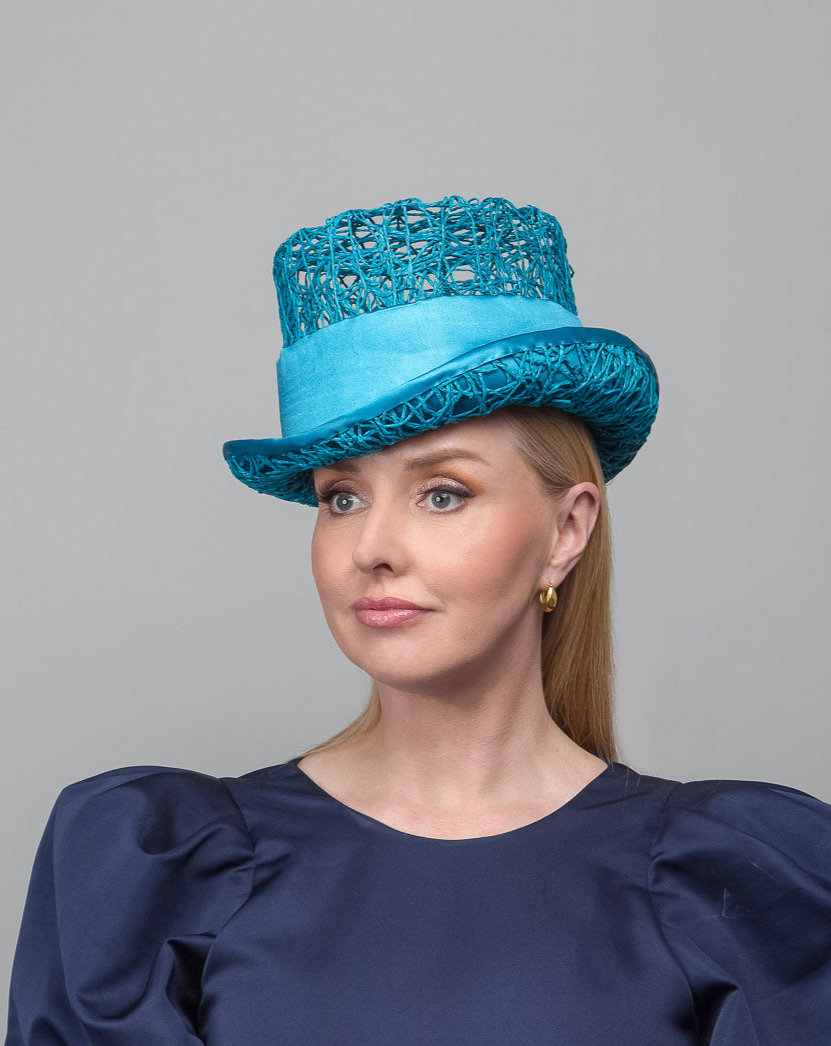 Blue Mesh Top Hat