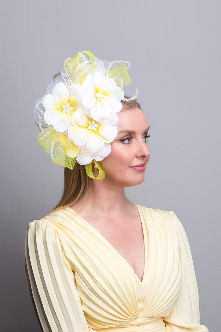 White Yellow Flower Fascinator