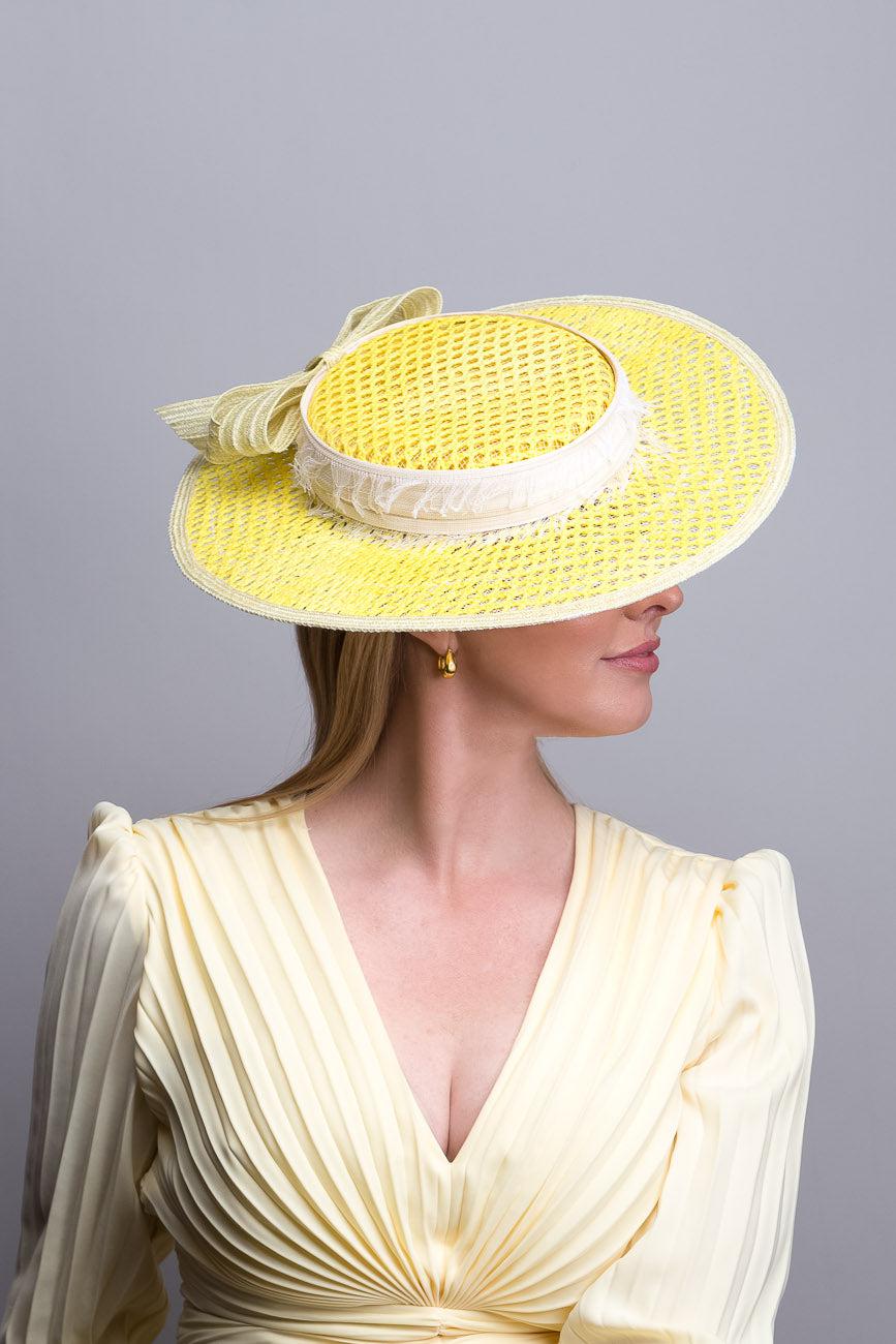 Yellow Mesh Oval Brimmed Hat