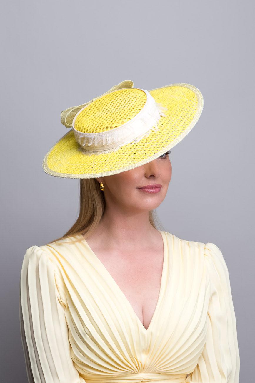 Yellow Mesh Oval Brimmed Hat