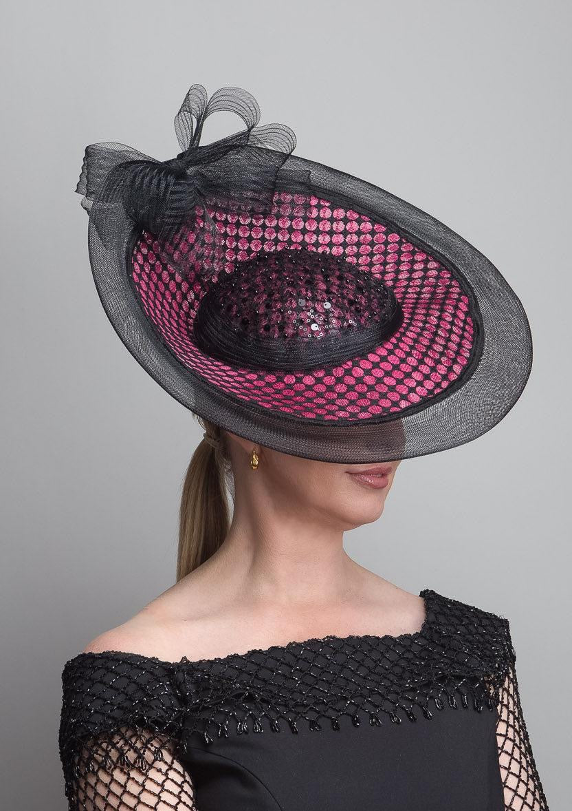 Black Pink Lace Fascinator