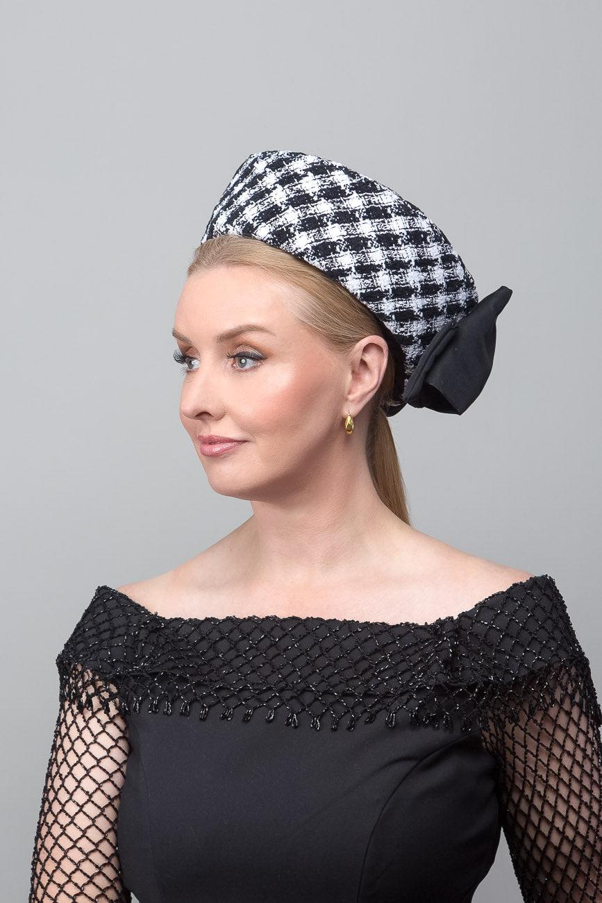 Black White Tweed Pillbox