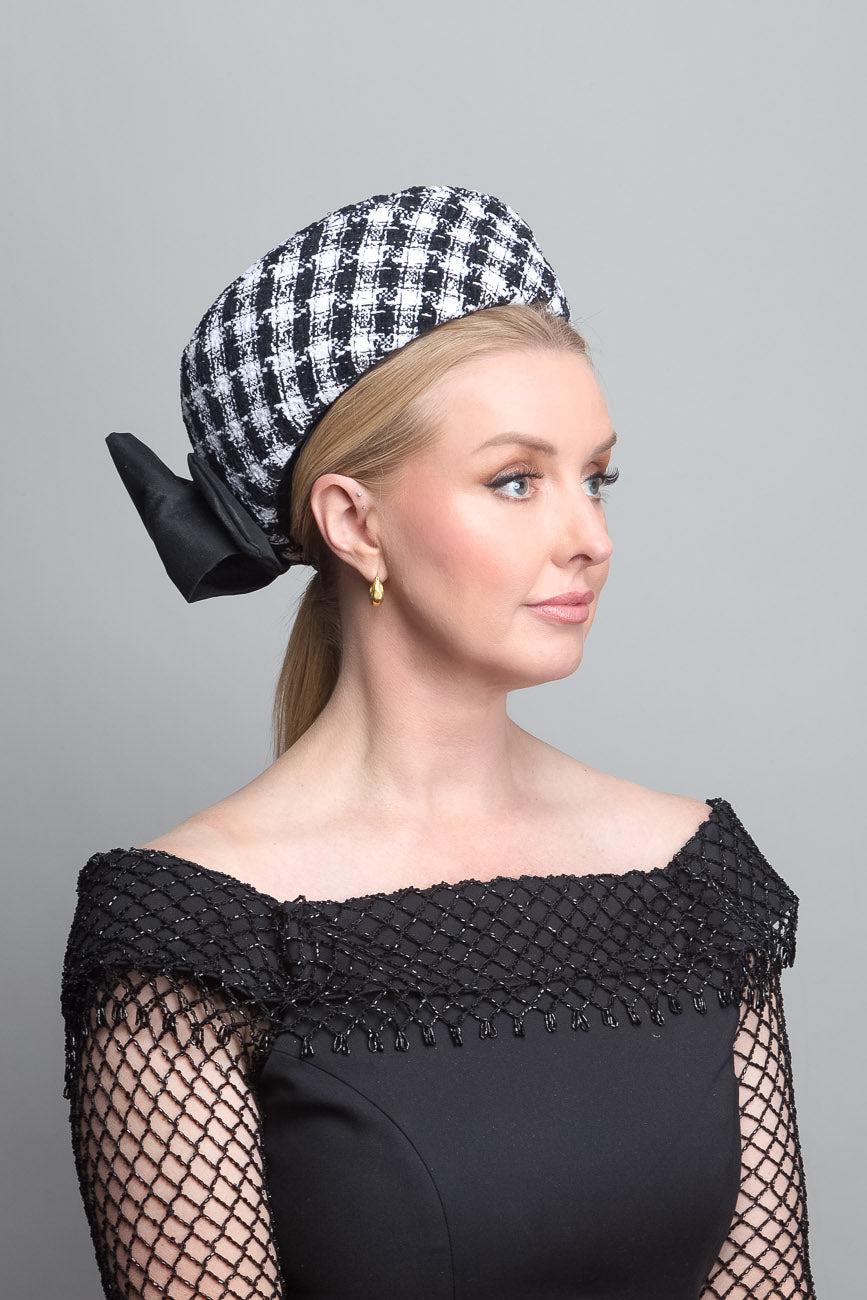 Black White Tweed Pillbox