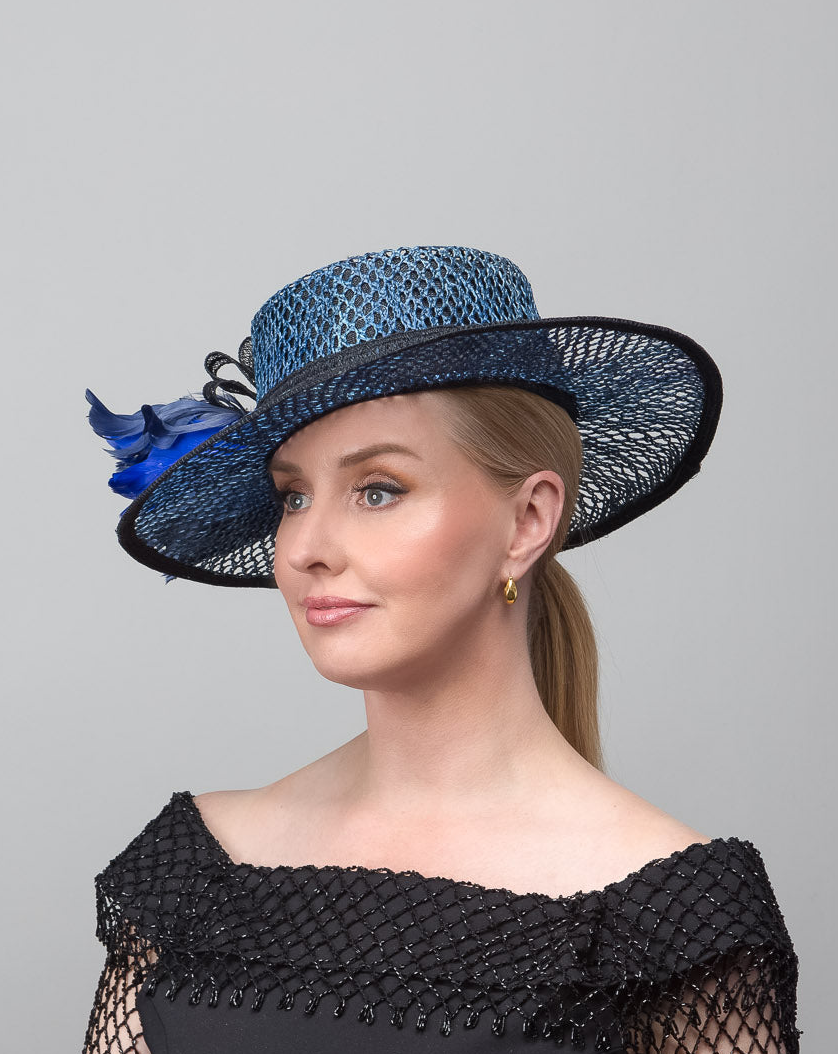 Blue Mesh Brimmed Hat