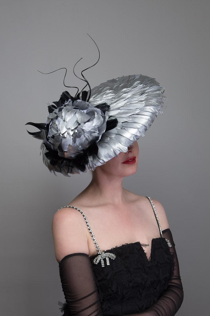 Silver Feather Brimmed Hat