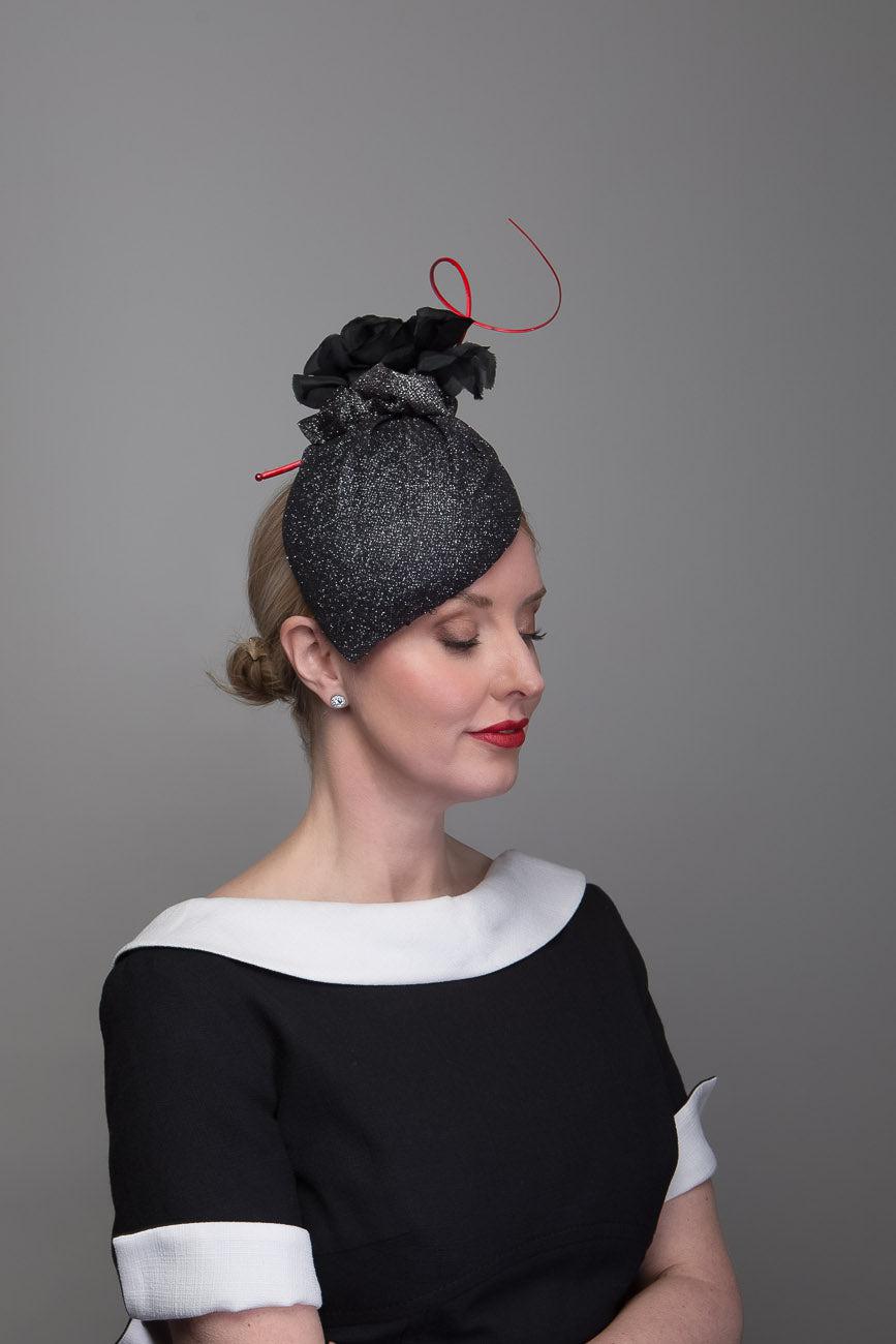 Black Silver Fabric Hat