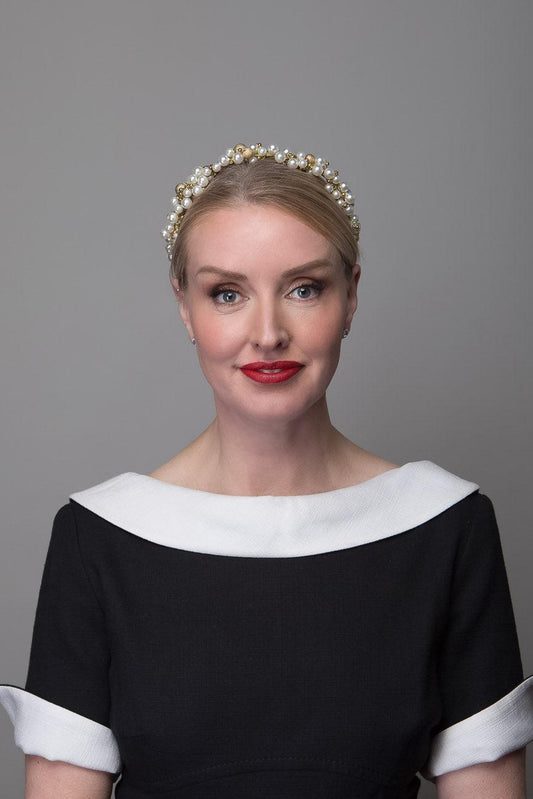 Gold Pearl Beaded Headband