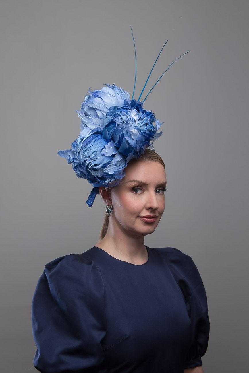 Blue Feather Flower Headpiece