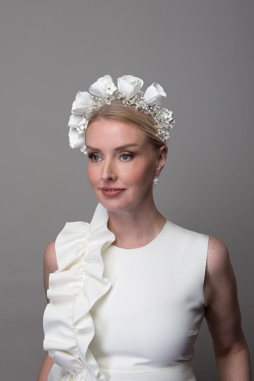 White Tulip Flower Headband