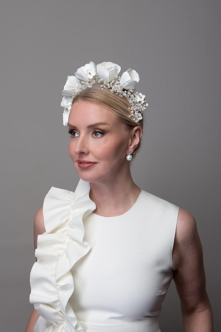 White Tulip Flower Headband