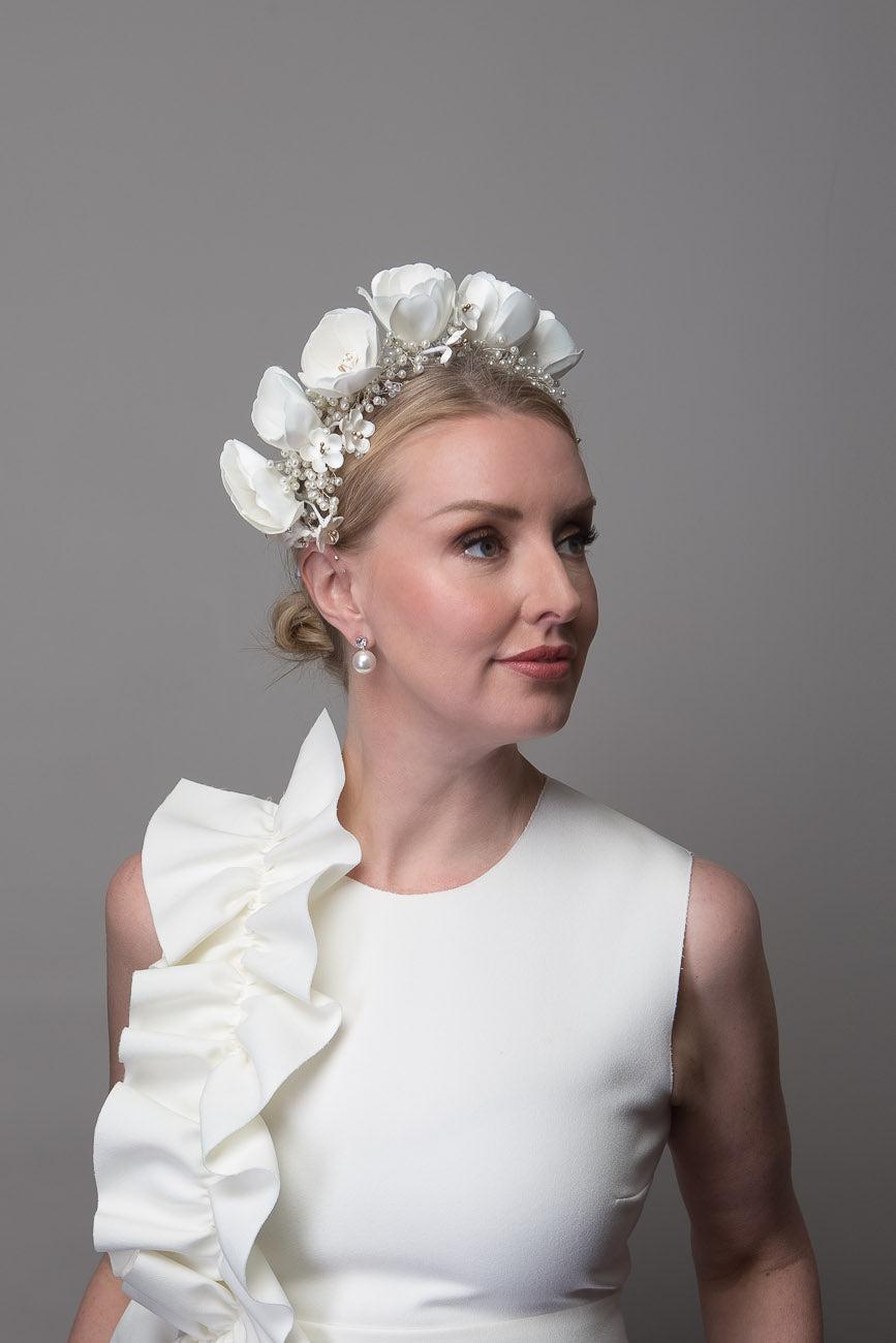 White Tulip Flower Headband