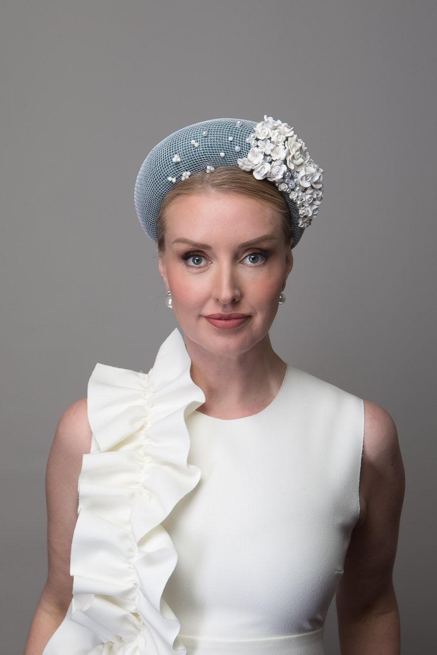 Teal Sinamay Mesh Headband