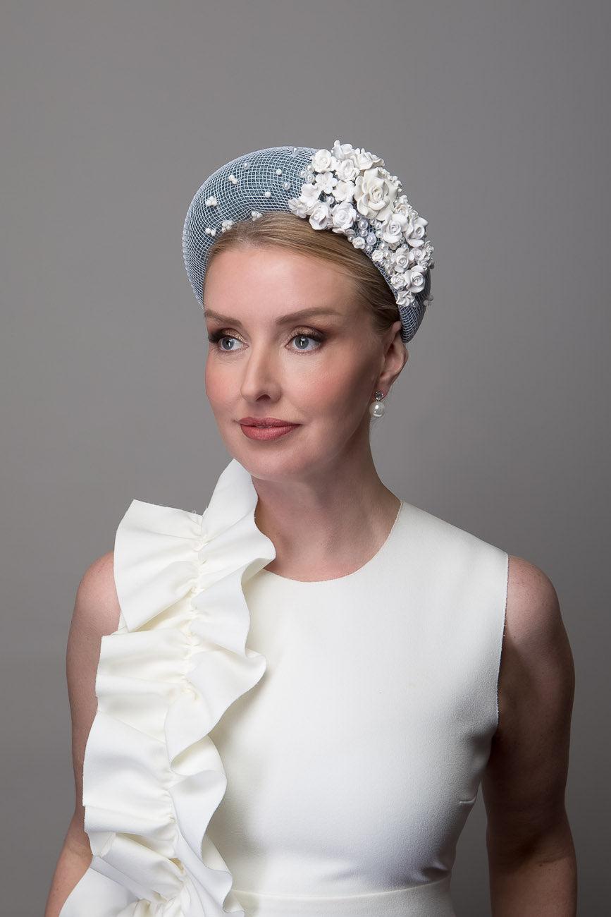 Teal Sinamay Mesh Headband