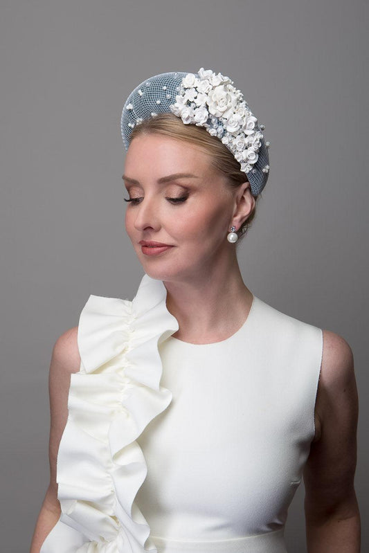 Teal Sinamay Mesh Headband