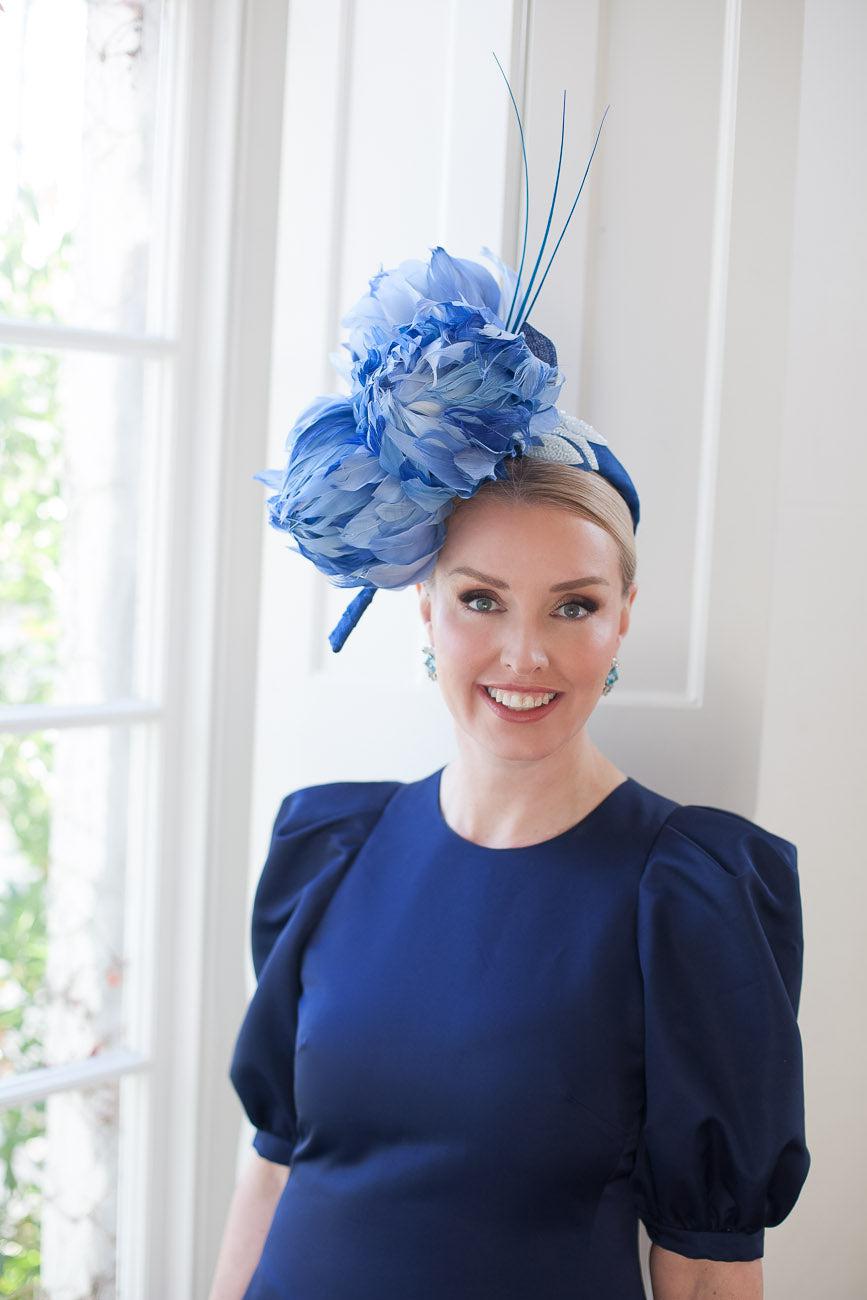 Blue Feather Flower Headpiece