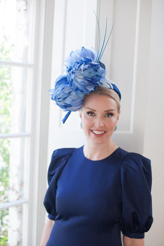 Blue Feather Flower Headpiece