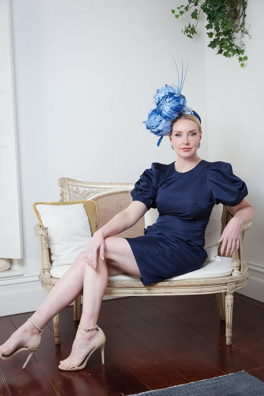 Blue Feather Flower Headpiece