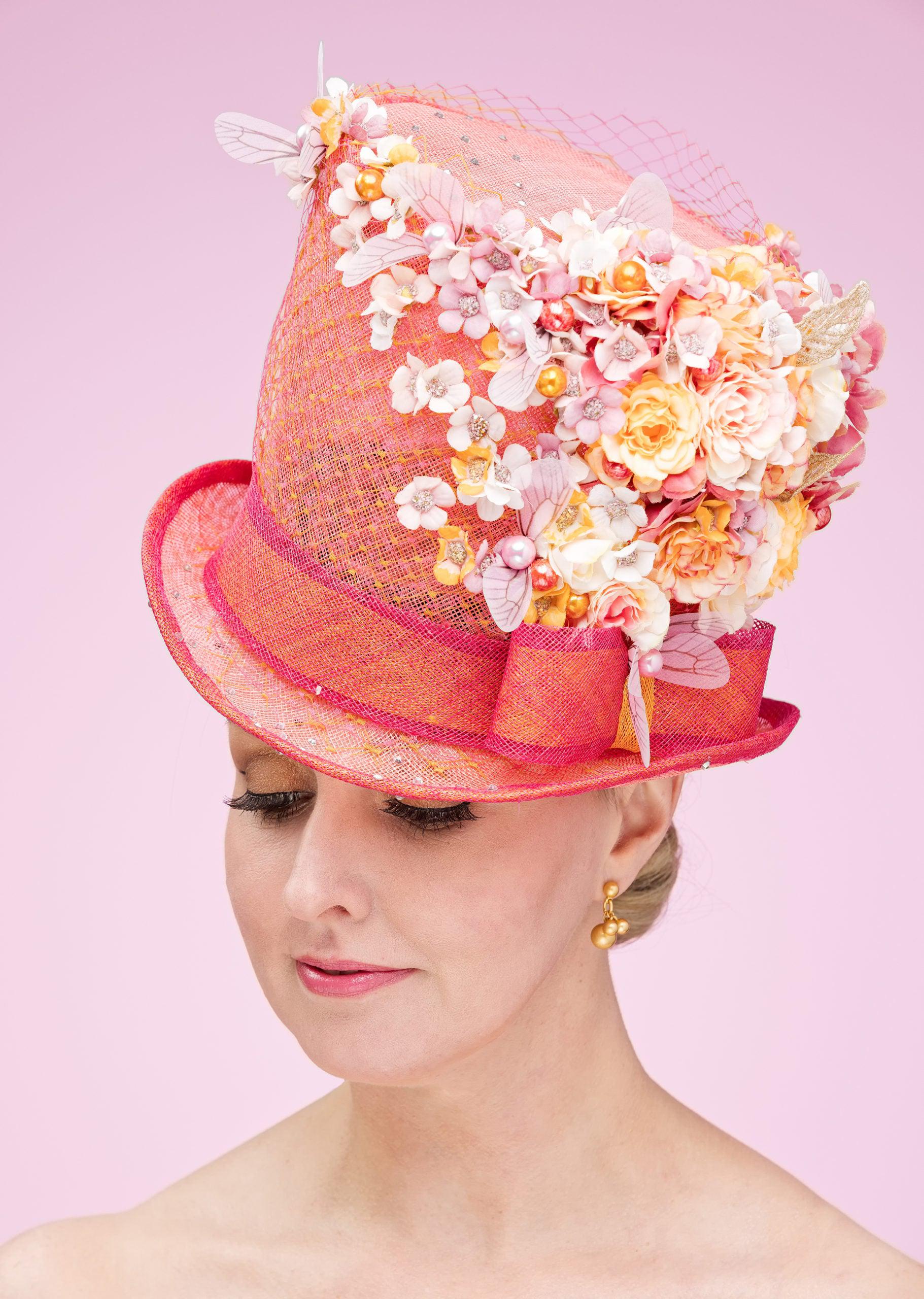 Apricot Flower Top Hat for Spring