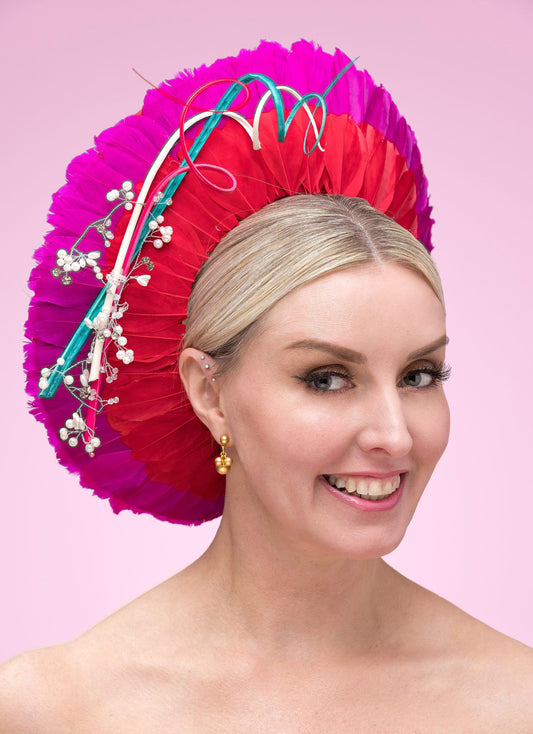 Pink Red Feather Halo