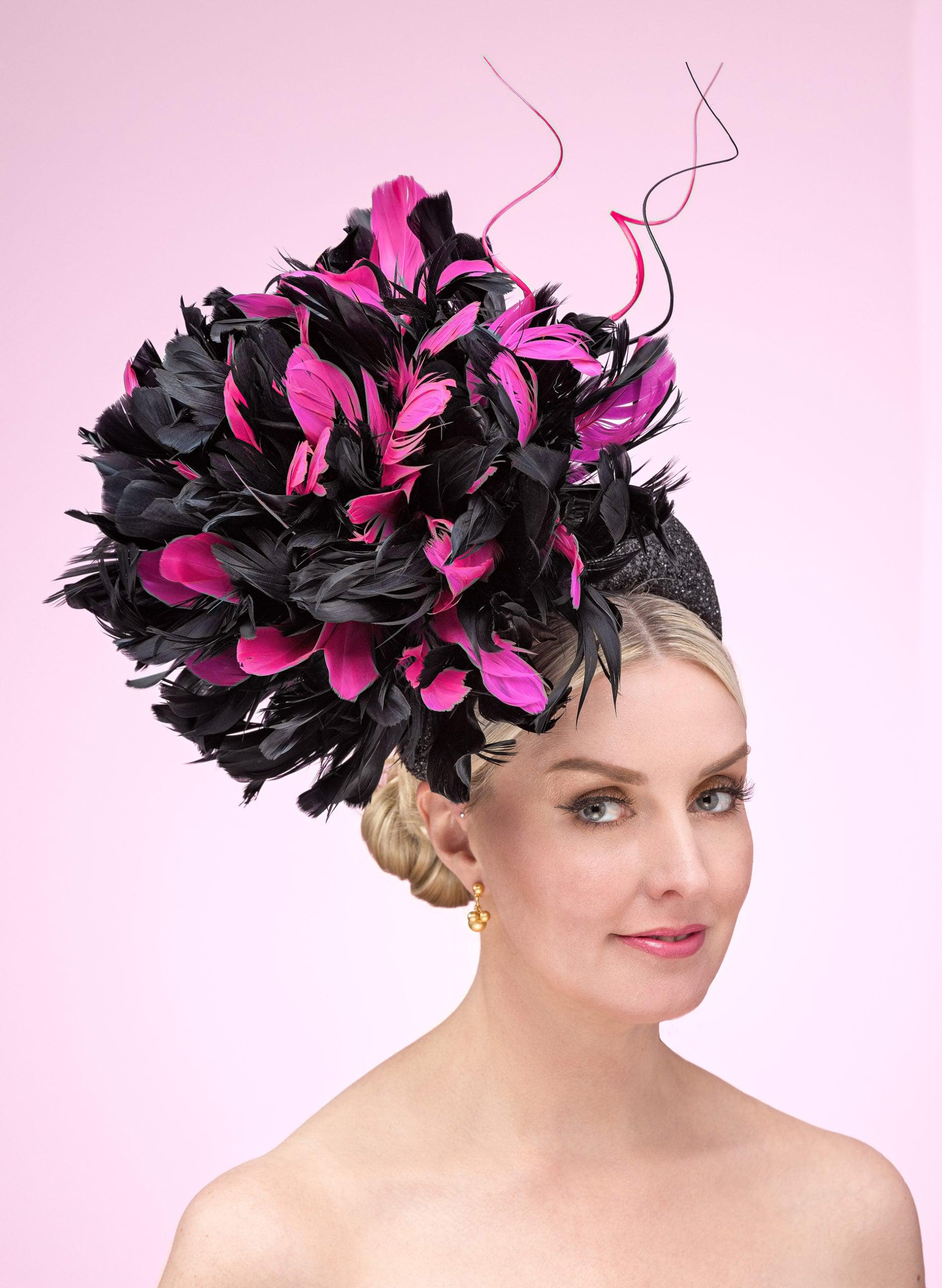 Black Fuchsia Feather Ball