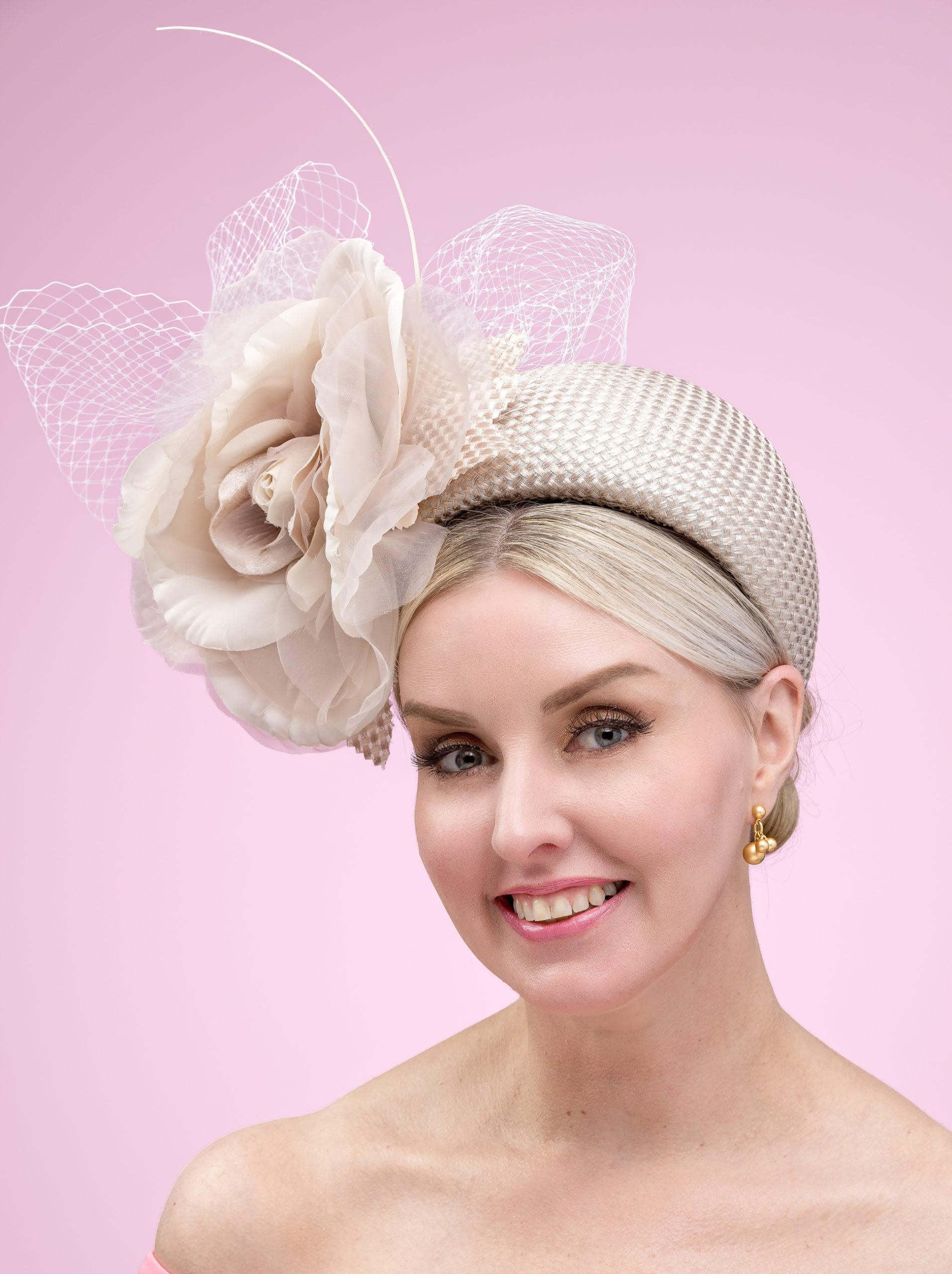 Beige Flower Wide Headband