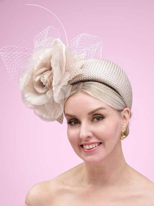 Beige Flower Wide Headband