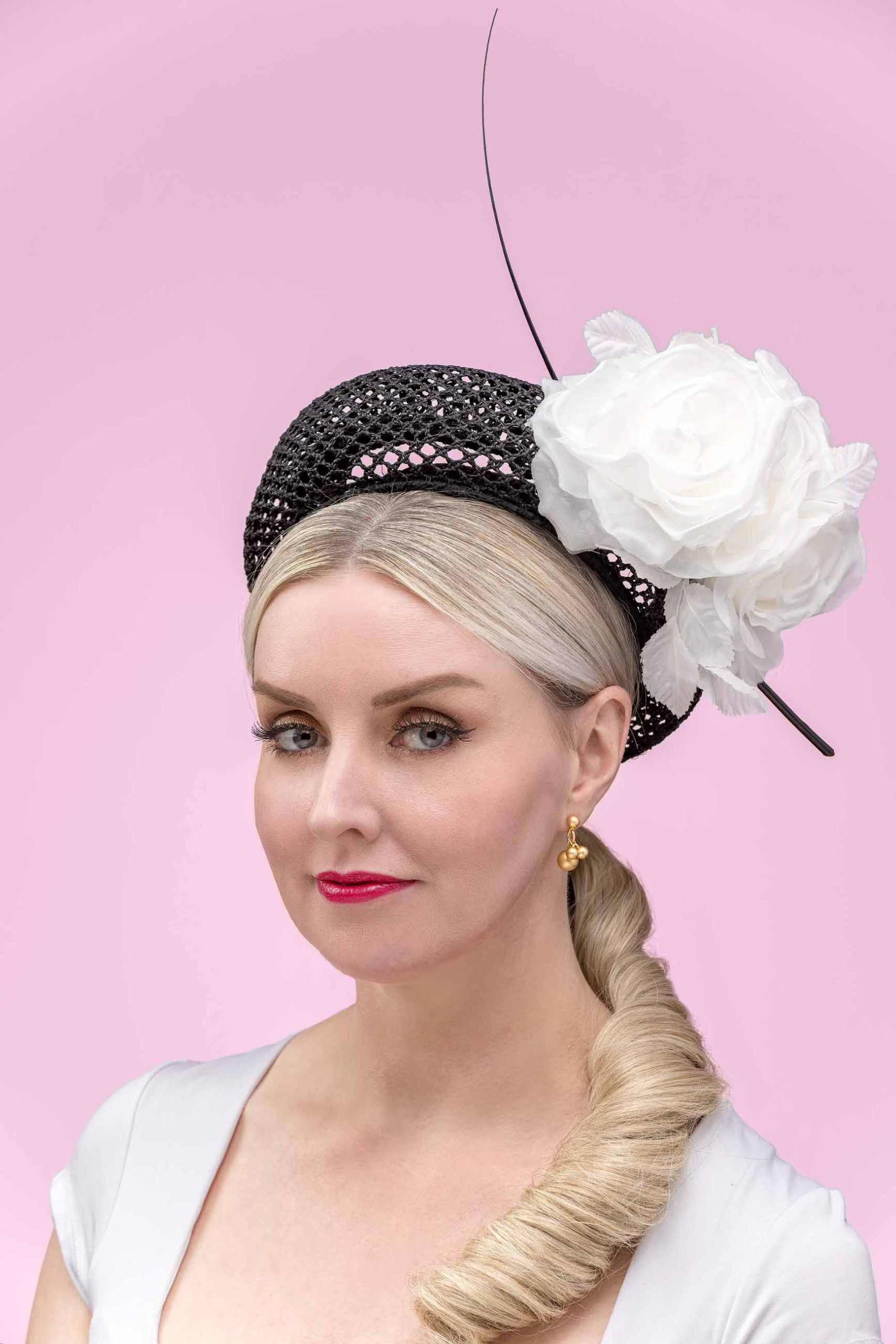 Black Mesh Ring Pillbox Hat