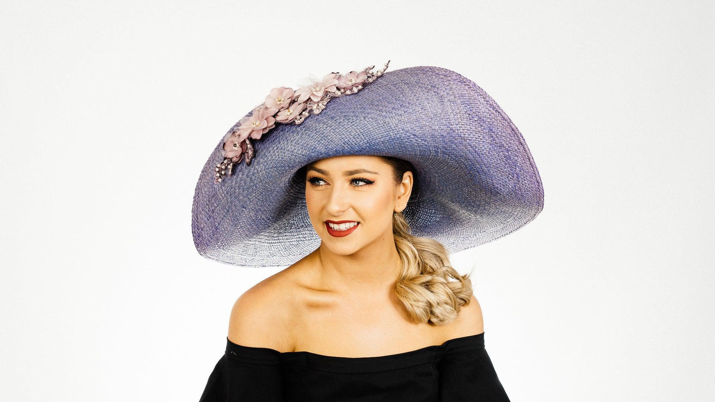 Lavender Large Brimmed Hat Panama Straw
