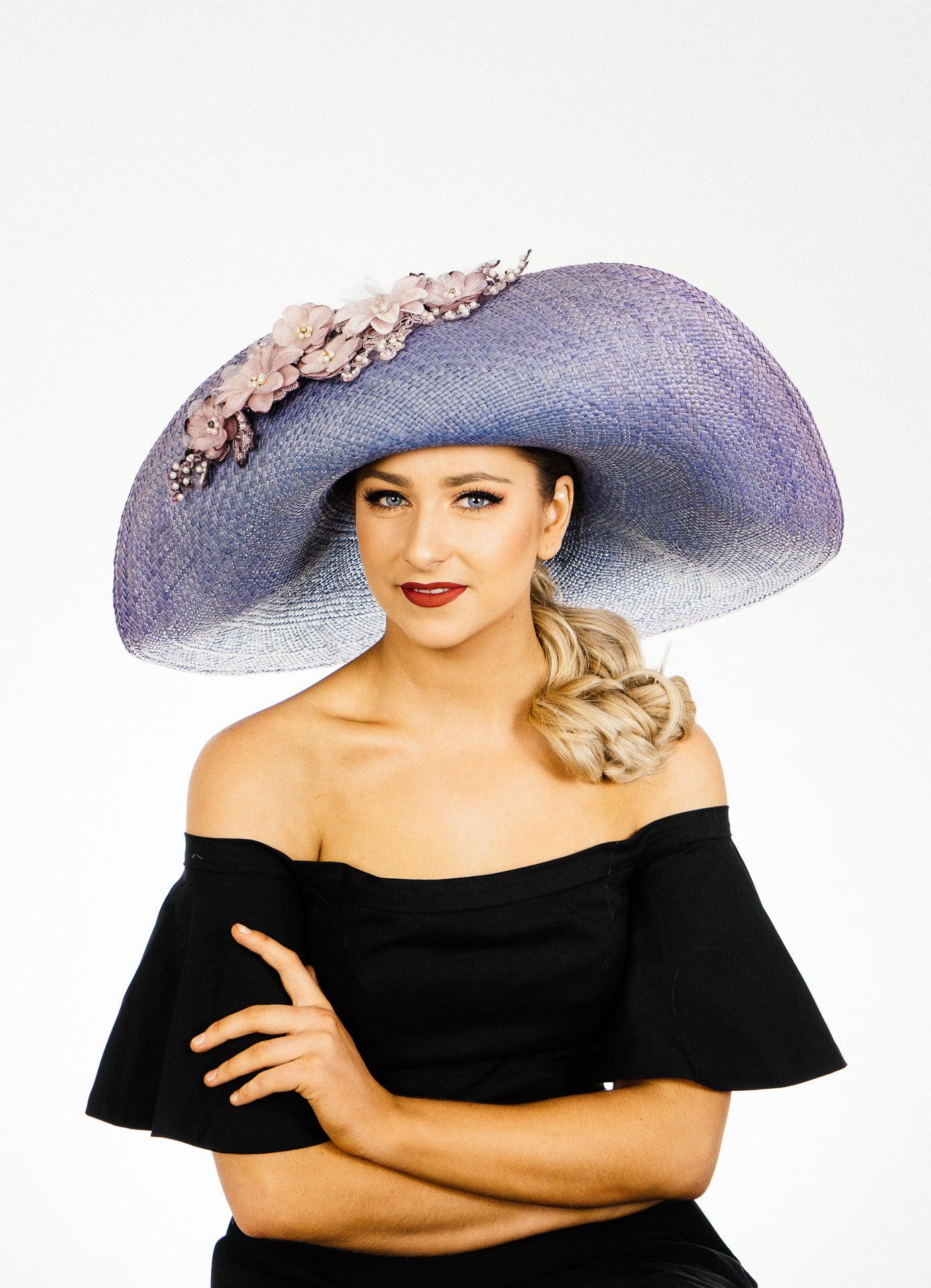 Lavender Large Brimmed Hat Panama Straw