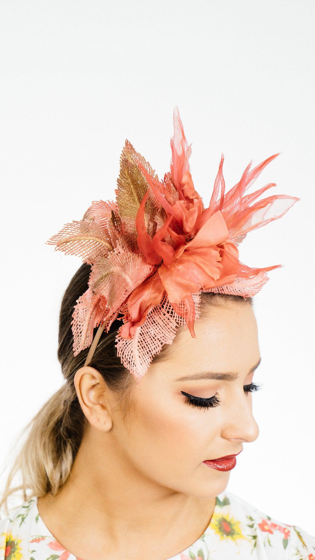 Orange Flower Lace Fascinator