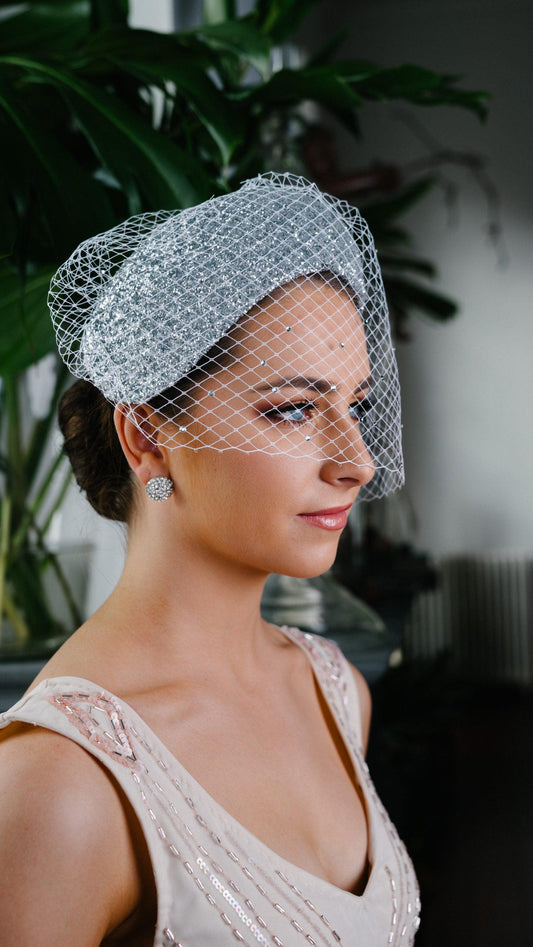 Bridal Silver Glass Headband