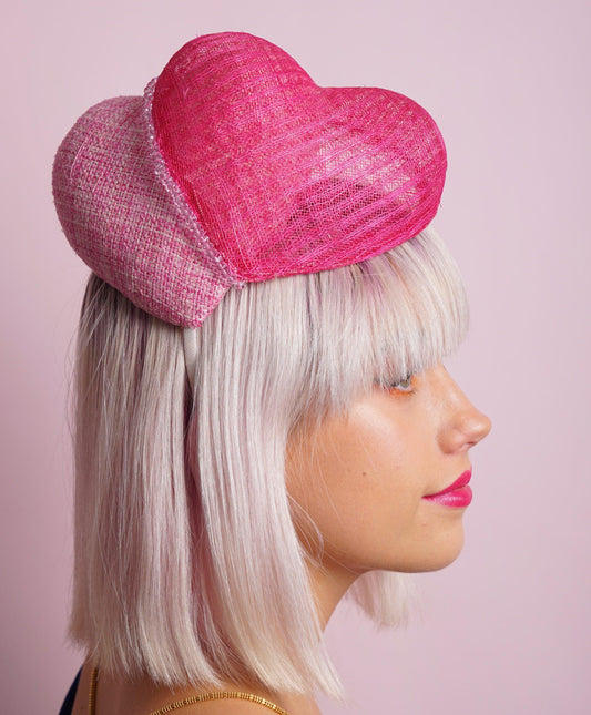 Pink Heart Shape Fascinator