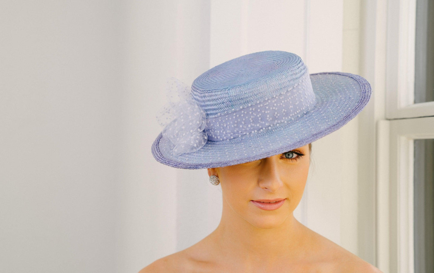 Lavender Straw Boater Hat