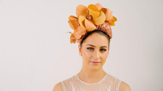 Orange Flower Headband Fascinator