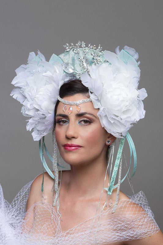 White Mint Feather Crown