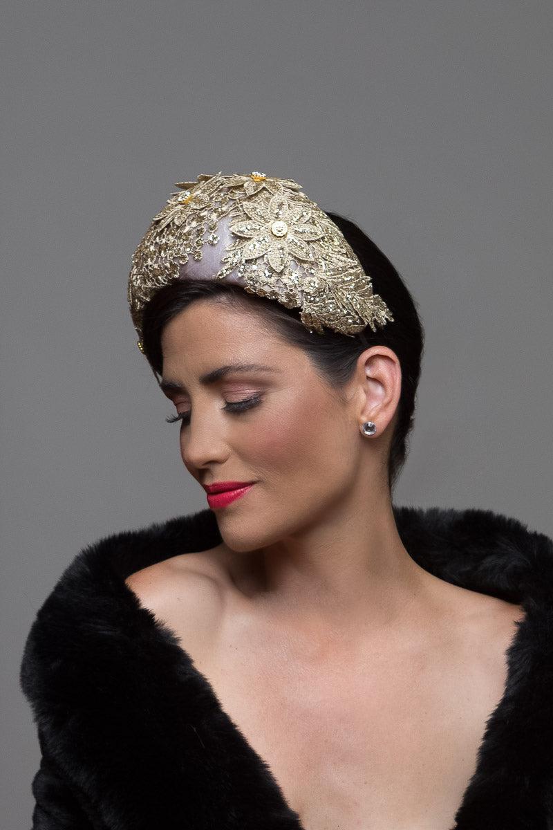 Gold Flower Leaf Headband