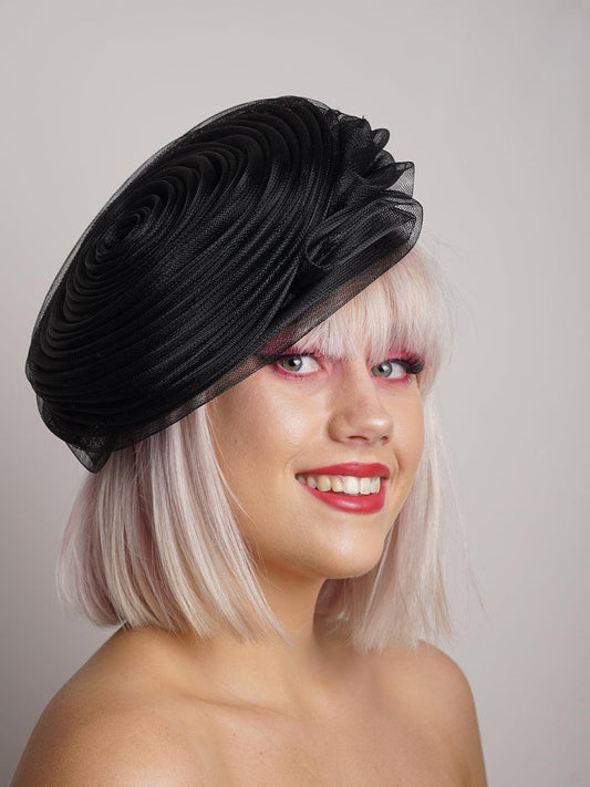 Black Crinoline Spiral Hat