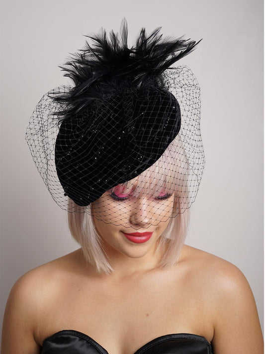Black Silk Velvet Hat