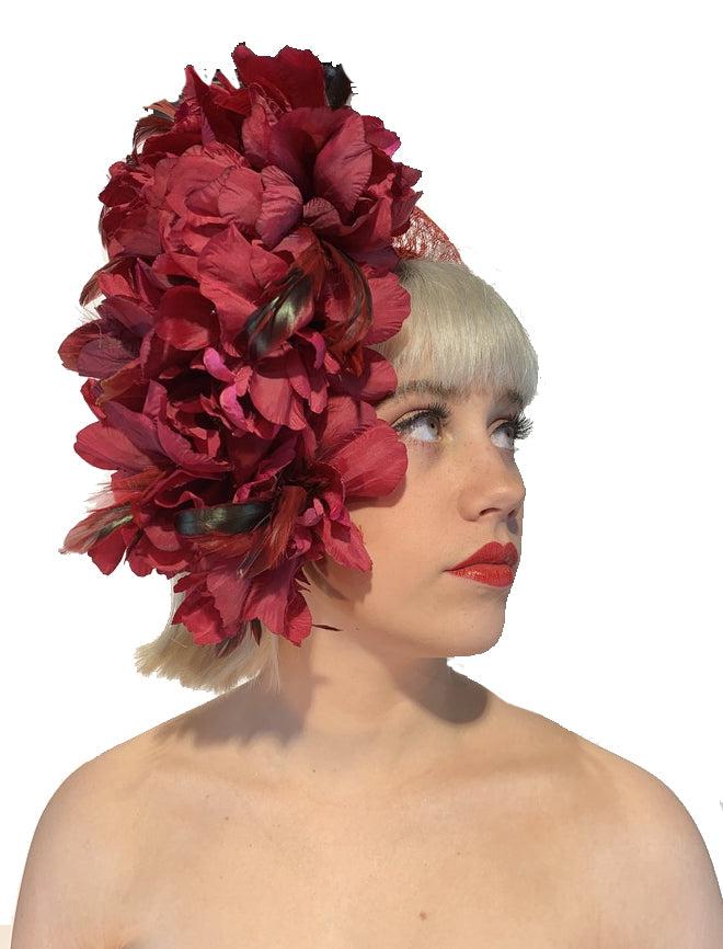Red Burgundy Flower Headband Crown