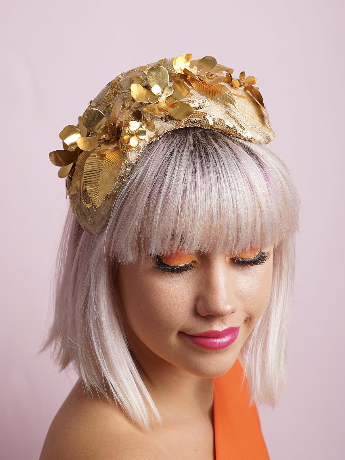 Gold Lace Metal Leaf Bandeau