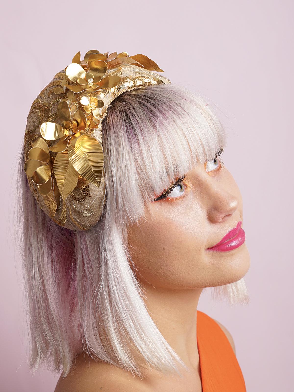 Gold Lace Metal Leaf Bandeau