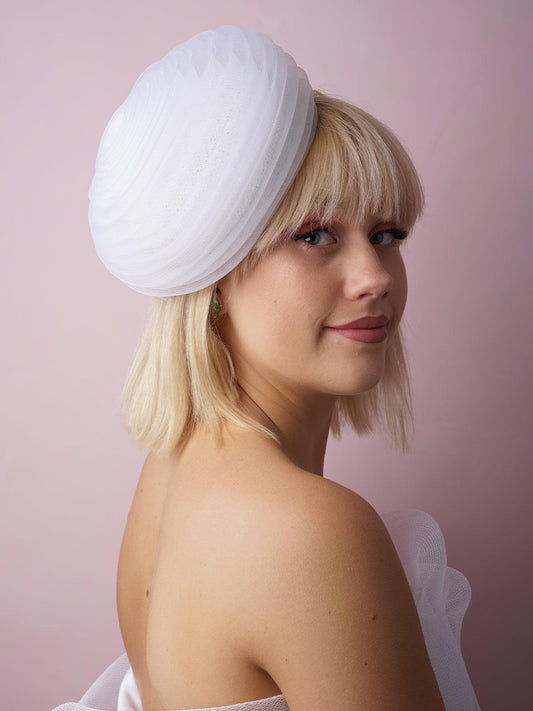 White spiral button hat