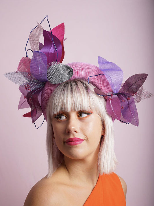 Lavender Pink Leaf Fascinator