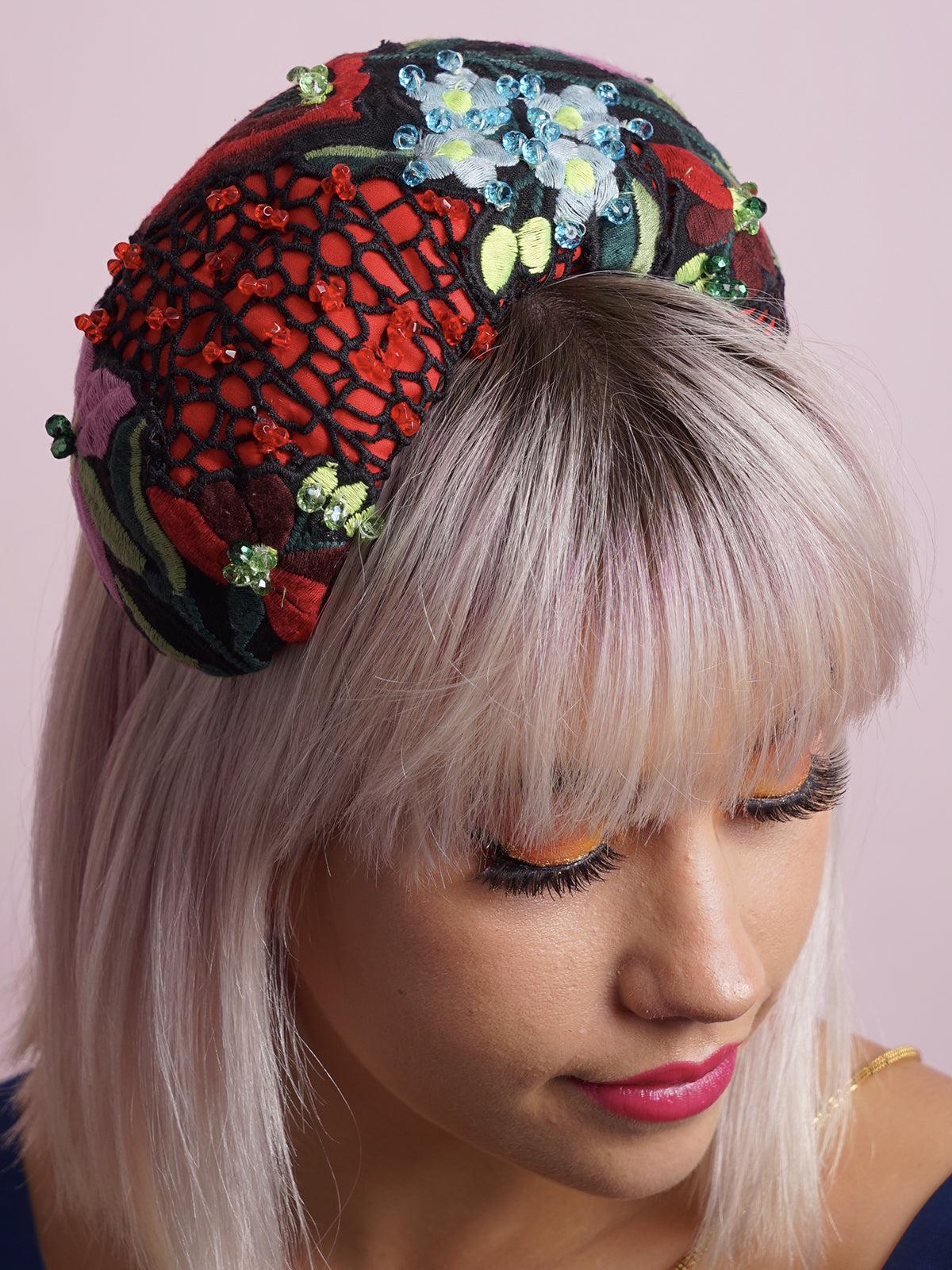 Red Black Vintage Lace Headband