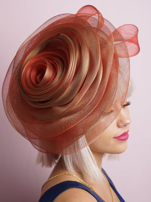 Red Spiral Crinoline Rose Fascinator