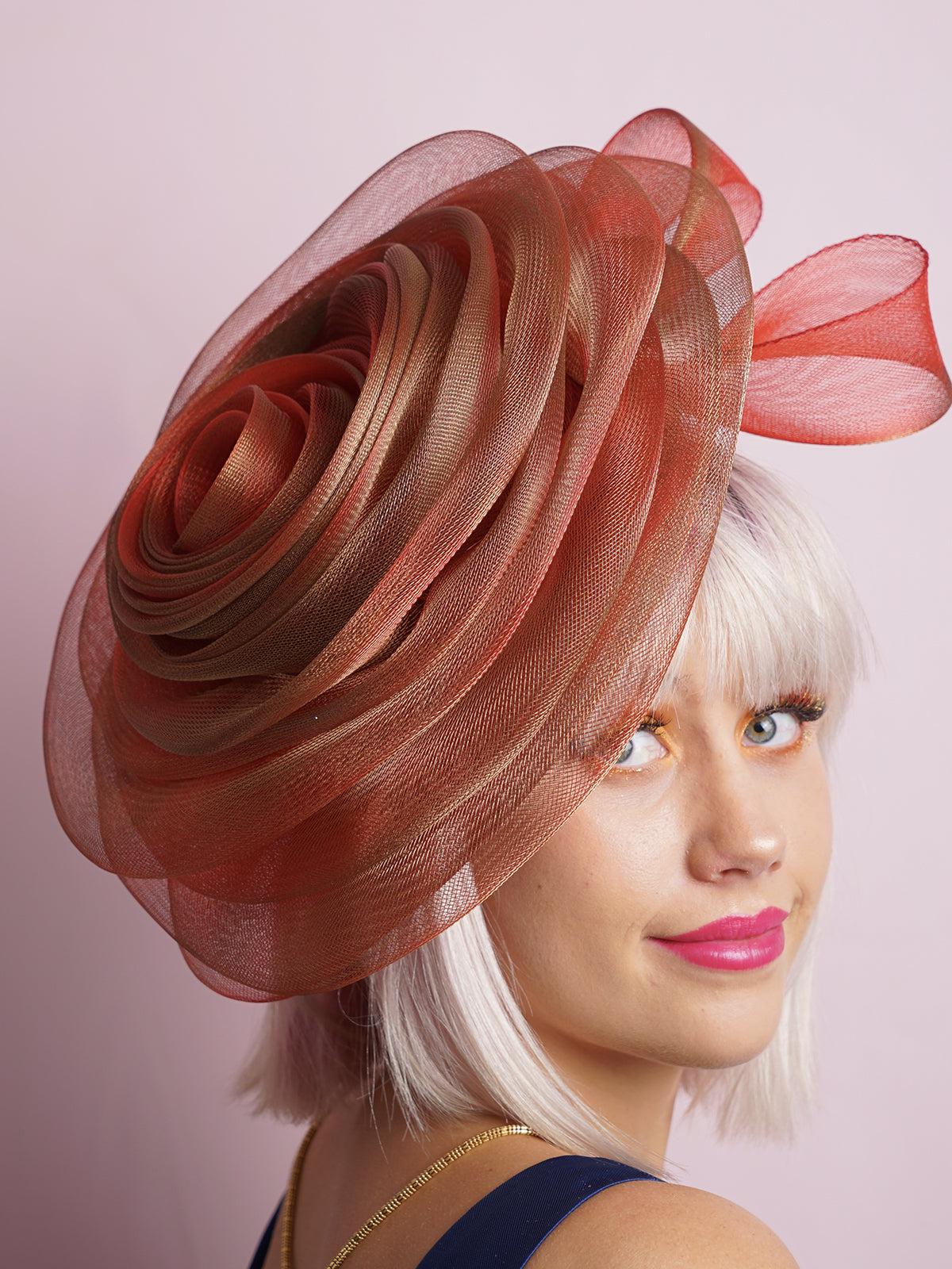 Red Spiral Crinoline Rose Fascinator