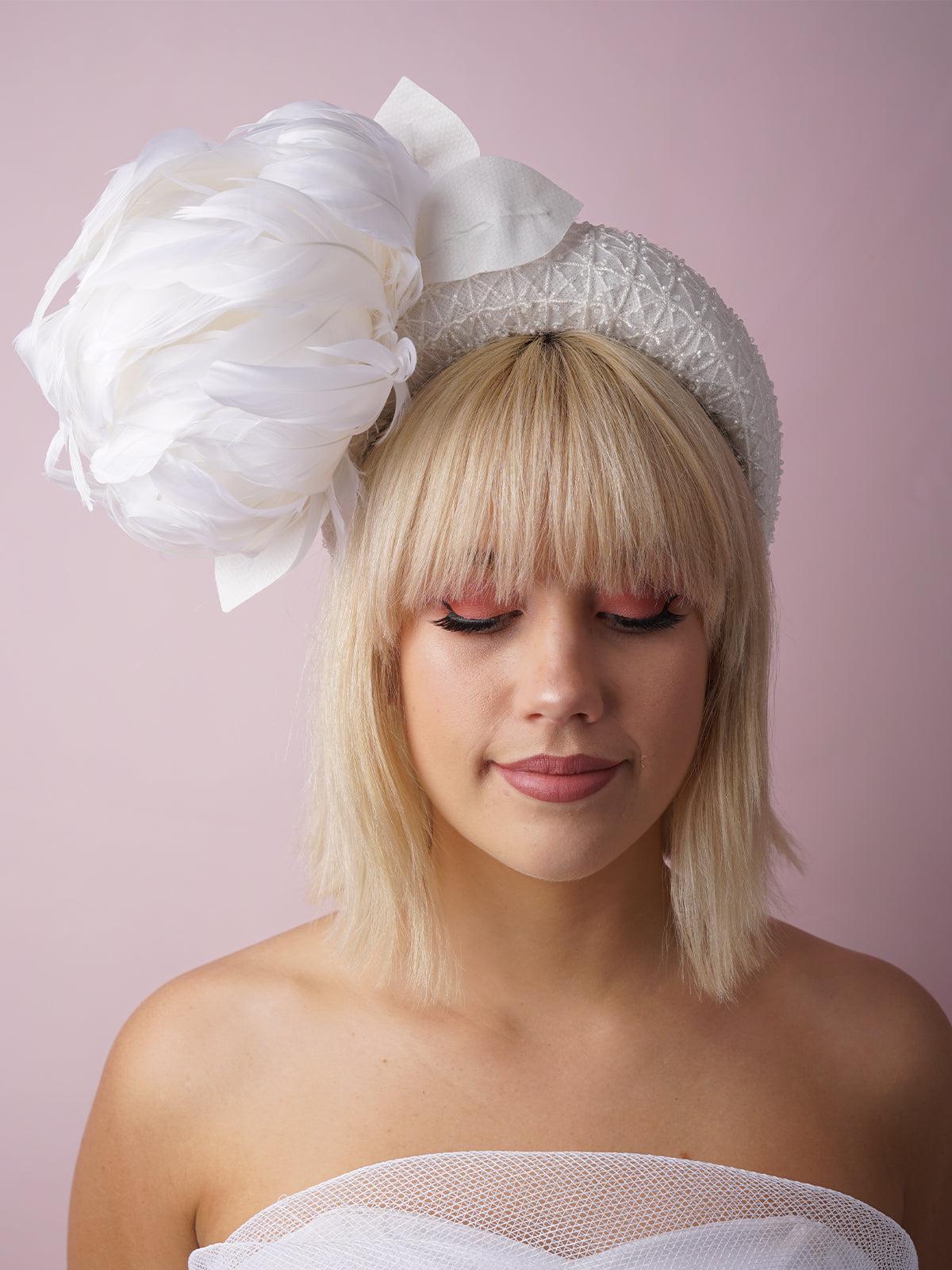 White Feather Flower Headband